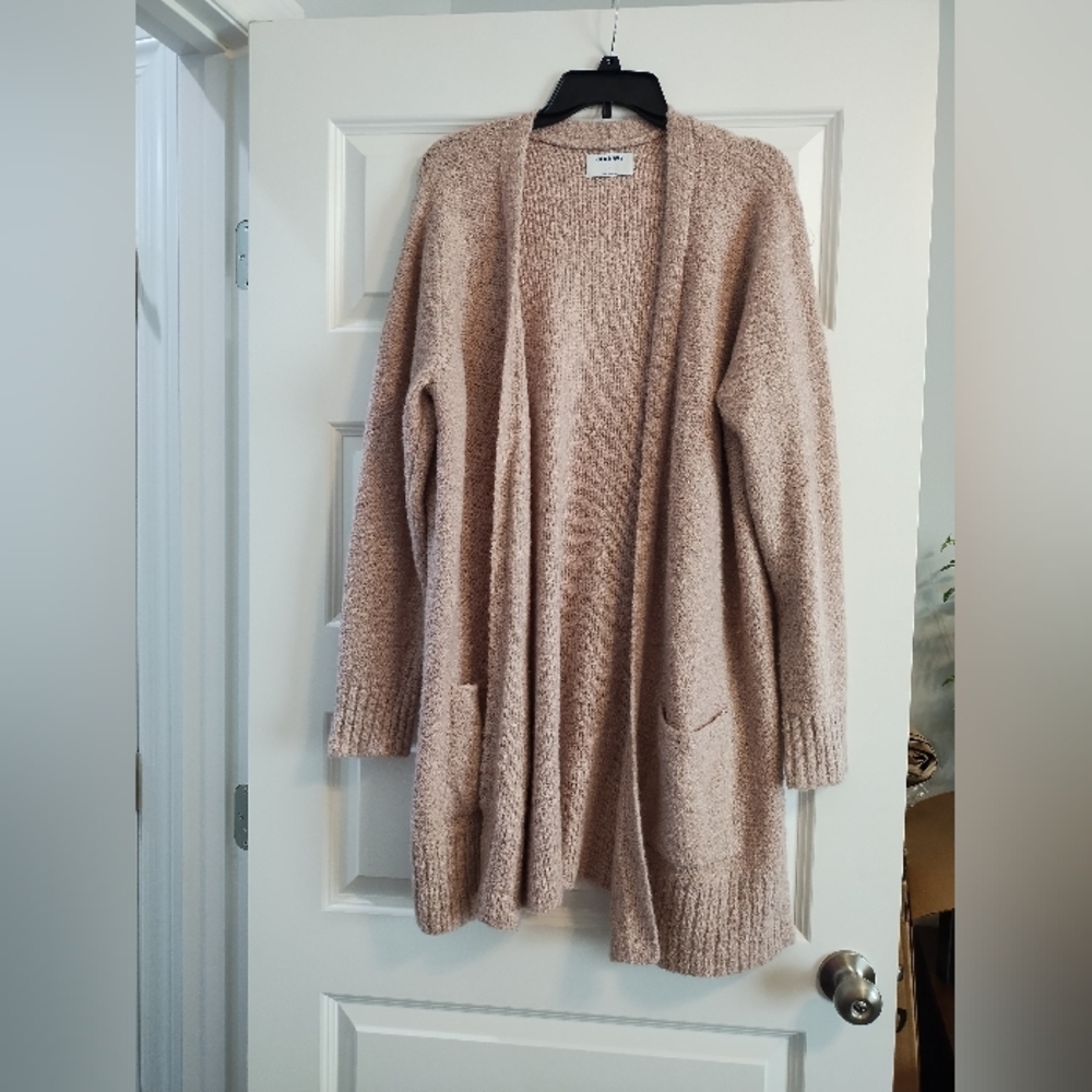 Cozy Soft Pink Open-Front Cardigan Sweater